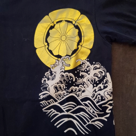 Koisea Golden Koi ✨️ painted shirt asian sz L fit like M - Picture 3 of 9